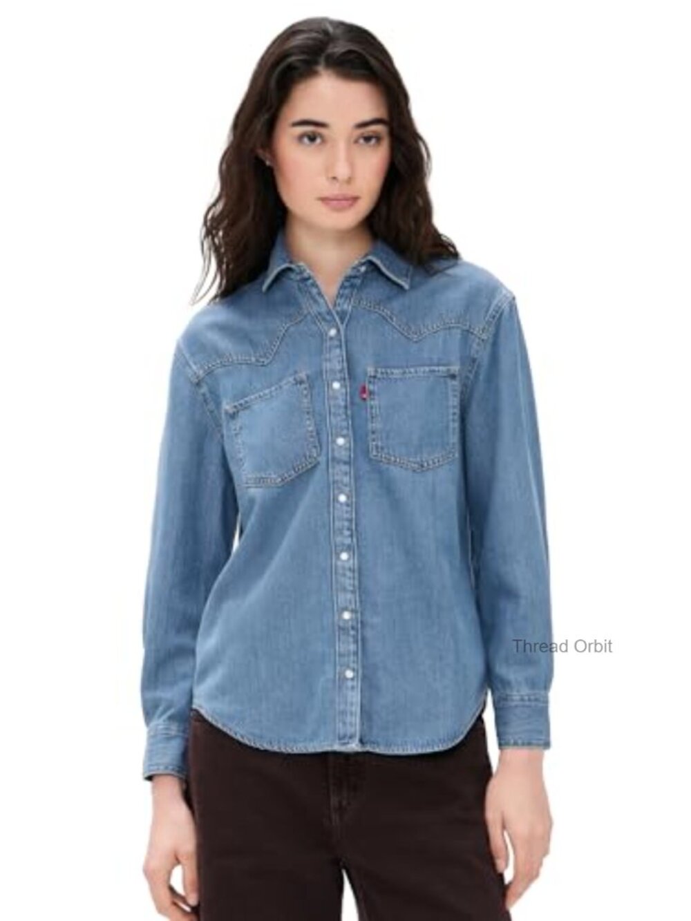 Mid-weight Stretch Denim Western Shirt with Pearl Snaps